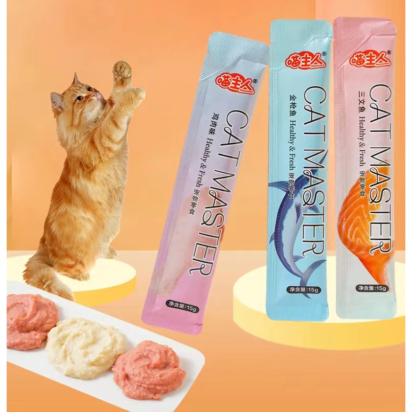 ขนมแมวเลีย Cat Master ใหญ่ขึ้น 15 กรัม ปลาแซลมอล ปลาทูน่า กุ้ง ไก่ สินค้าพร้อมส่ง จากประเทศไทย