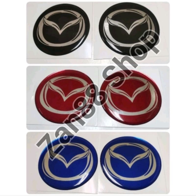 สติ๊กเกอร์ติดดุมล้อ โลโก้มาสด้า MAZDA (มาสด้า) แบบเรซิ่นนูน ชุด2ชิ้น (Sticker)