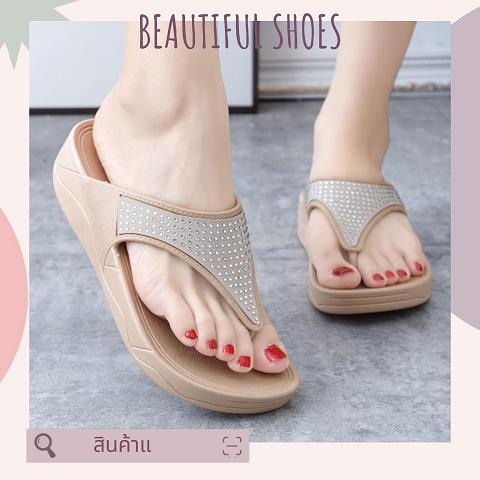 FBAShop อย่าช้า รองเท้าแตะหูหนีบแฟชั่นดีไซน์ที่สาวๆต้องการ วัสดุยางใส่แล้วโคตรทนทาน เม็ดเพชรที่ติดมาให้ก็ดูดี