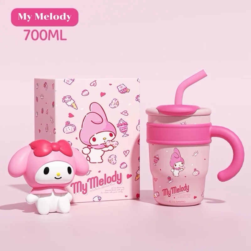 (พร้อมส่ง ) แก้วสแตนเลส My Melody แก้วเก็บความเย็นและร้อน ขนาด 700 มล. / 1200 มล.