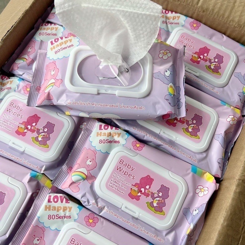 👶ทิชชู่เปียกเล็กหมีแคร์แบร์ม่วง ทิชชู่เด็ก Baby ใช้ได้ตั้งแต่แรกเกิด อ่อนโยน ไม่มีแอลกอฮอล์