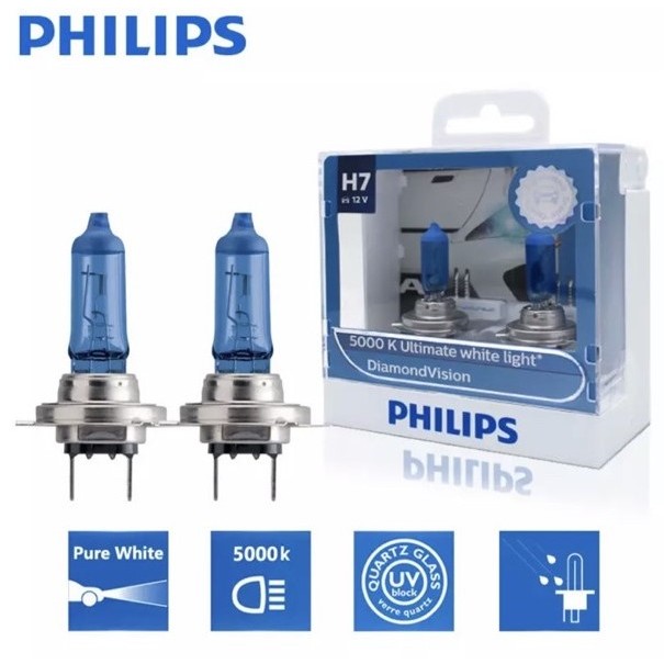 Philips H7 12V 55W Diamond Vision 5000K Xenon แพ็คคู่ 2 หลอด ของแท้ 100%
