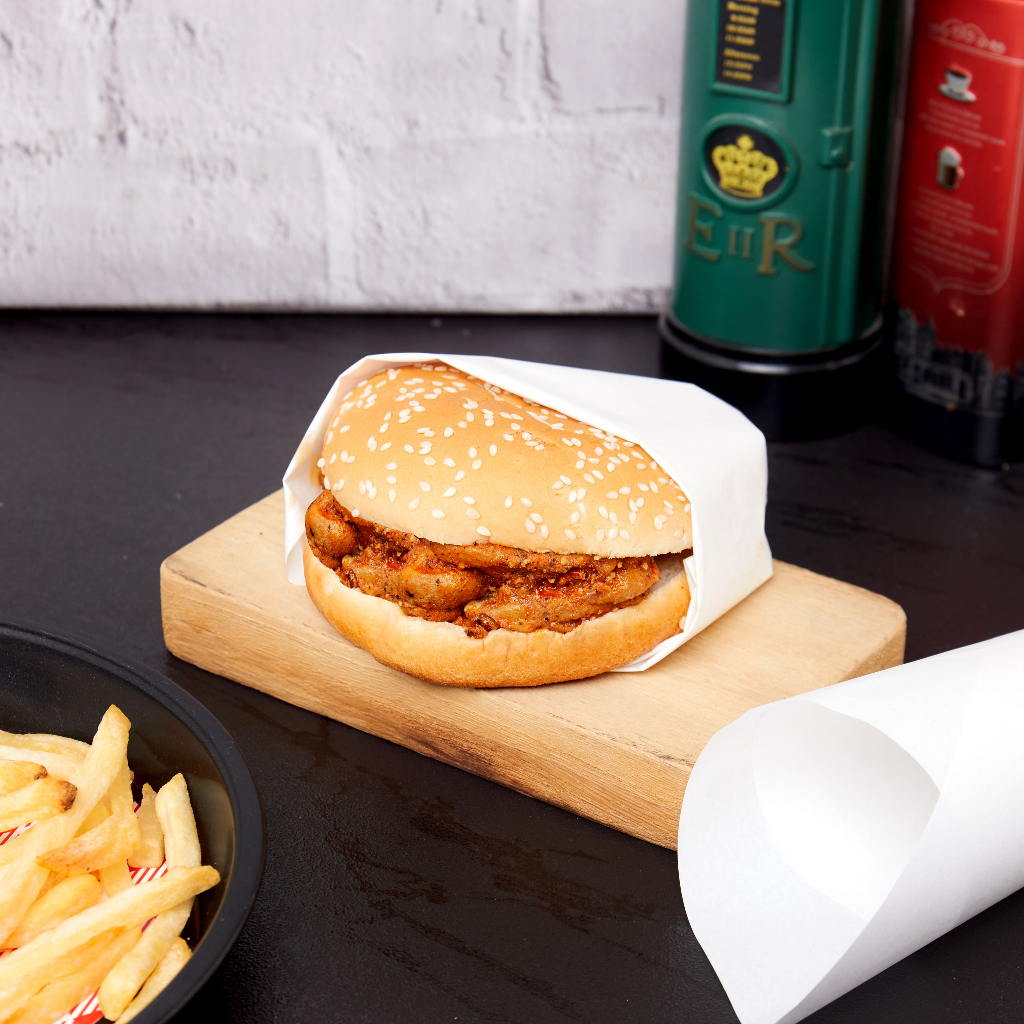 กระดาษห่อเบอร์เกอร์ (Burger paper) #ลายสก๊อต ขนาด  12x12 นิ้ว(100ใบ/แพ็ค)-food grade
