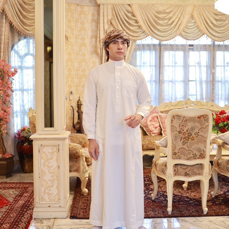 ชุดโต๊ปชาย AL-ASEEL ( 57 ) Premier เนื้อผ้าคอตตอนแท้ 100% เเขนยาว สำหรับความสูง 180 CM+(แขนกระดุม) พร้อมกล่อง รุ่น TOA91