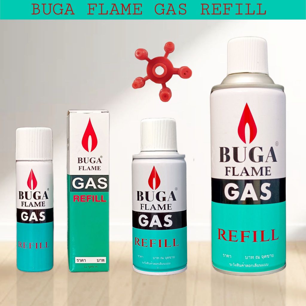 แก๊สเติมไฟแช็ค แก๊สกระป๋องสำหรับเติมไฟแชค บูก้า buga มี 3ขนาดให้เลือก
