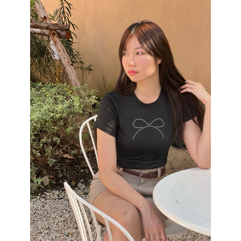 Pasley - Bow Baby Tee 🥨🌳 เสื้อยืดคอกลมปักโบว์