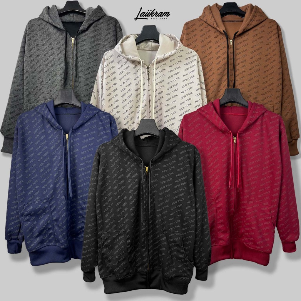 New(ของแท้)เสื้อกันหนาวNew York รุ่นพิมพ์ลาย งานซิปเหล็ก