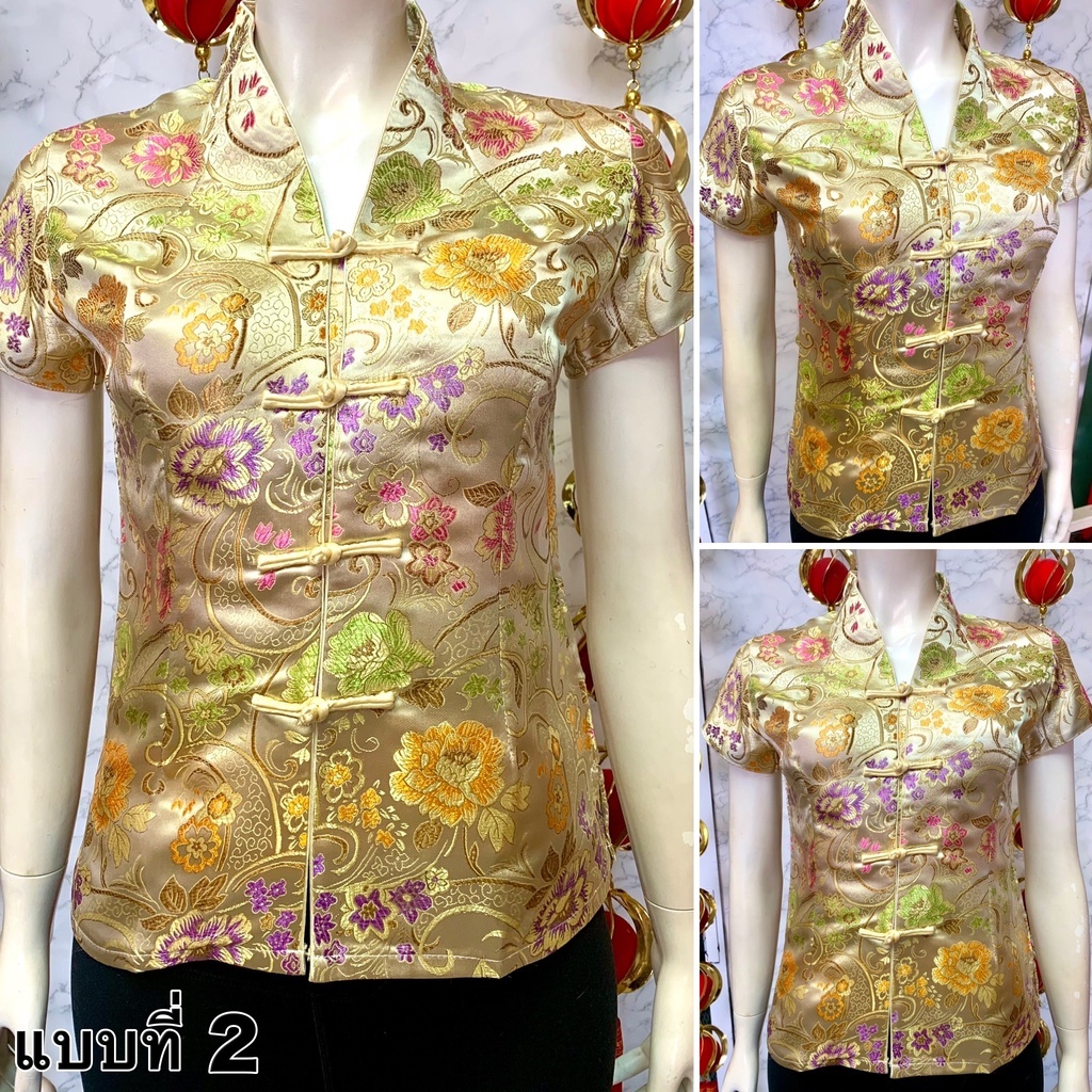 เสื้อจีนผู้หญิง กี่เพ้า ใส่งานเลี้ยง ฉลองเทศกาลตรุษจีน  ทรงสวย สีแดง (แบบที่ 6-15) CH006-15 - รูปที่ 5