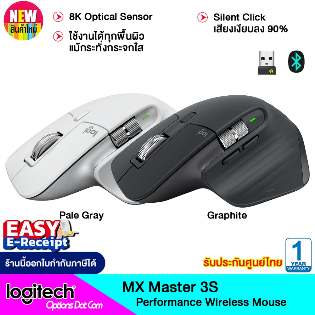 Logitech MX Master 3S Performance Wireless Mouse ของแท้ รับประกันศูนย์ 1 ปี