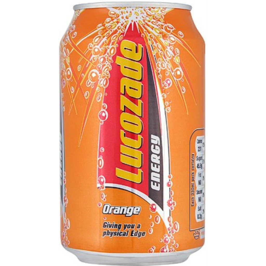 LUCOZADE ***6-PACK*** Orange Sports Energy Drink in a Can 330ml X 6 = 1980ml - UK IMPORT