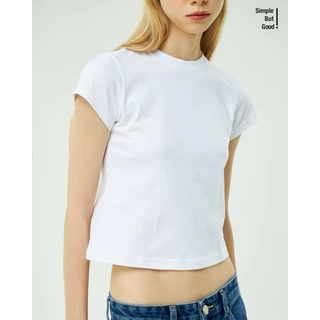 Baby tee รุ่นbasic เสื้อยืดเปล่า ทรงเบบี้ทีคอกลม โทนสีขาวดำ ผ้าcotton100% ทรงพอดีตัว