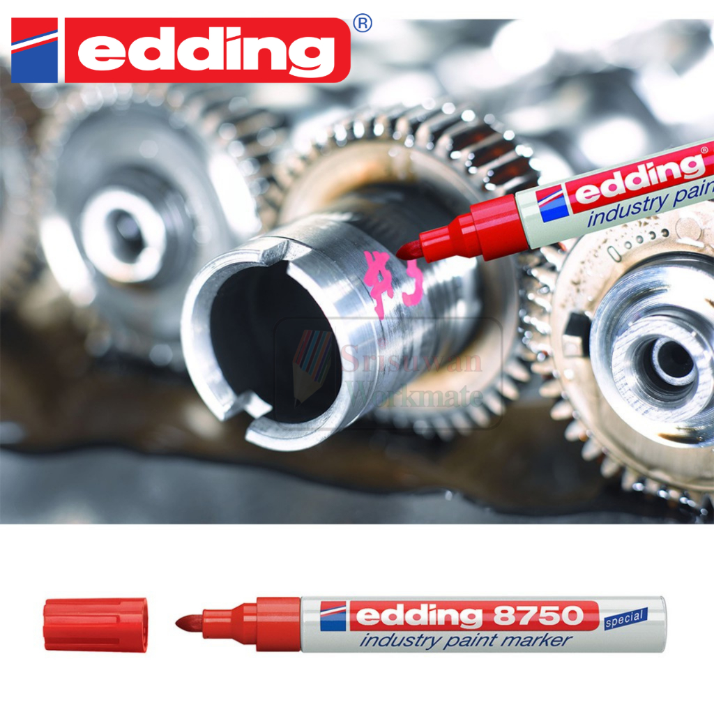 edding 8750 ปากกาเพ้นท์อุตสาหกรรม เขียนอะไหล่ ชิ้นเหล็กเปื้อนคราบน้ำมัน พื้นผิวที่มีฝุ่น ปากกาเพ้นท์ Made in Japan