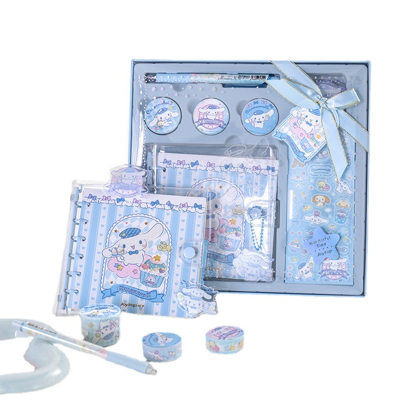Gift Set เครื่องเขียน 10ชิ้น ลิขสิทธิ์แท้ สมุดสันห่วง สติกเกอร์ ปากกาเจล เทปวาชิ ของขวัญ น่ารัก Sanrio Kuromi ซานริโอ้