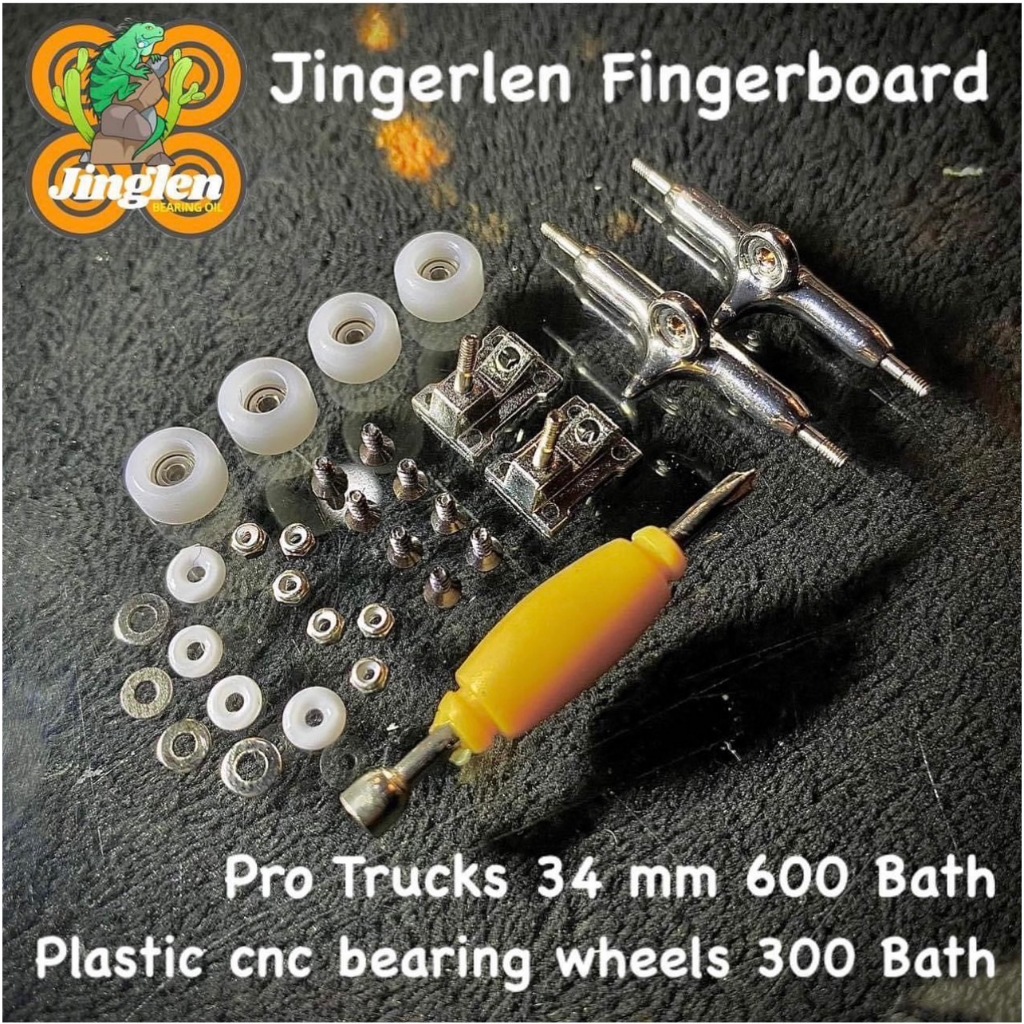 สเก็ตบอร์ดนิ้ว ฟิงเกอร์บอร์ดทรัคโปรกับล้อ cnc สีขาว Jinglen Fingerboard