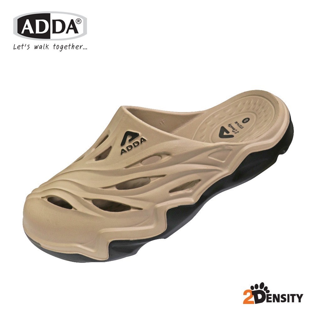 🐝🐝ADDA 2density รุ่น 5TD74-M1 รองเท้าแตะ สำหรับผู้ชาย แบบสวมหัวโต ปิดปลายเท้า เปิดปลายเท้า(7-10) สีขาว เ