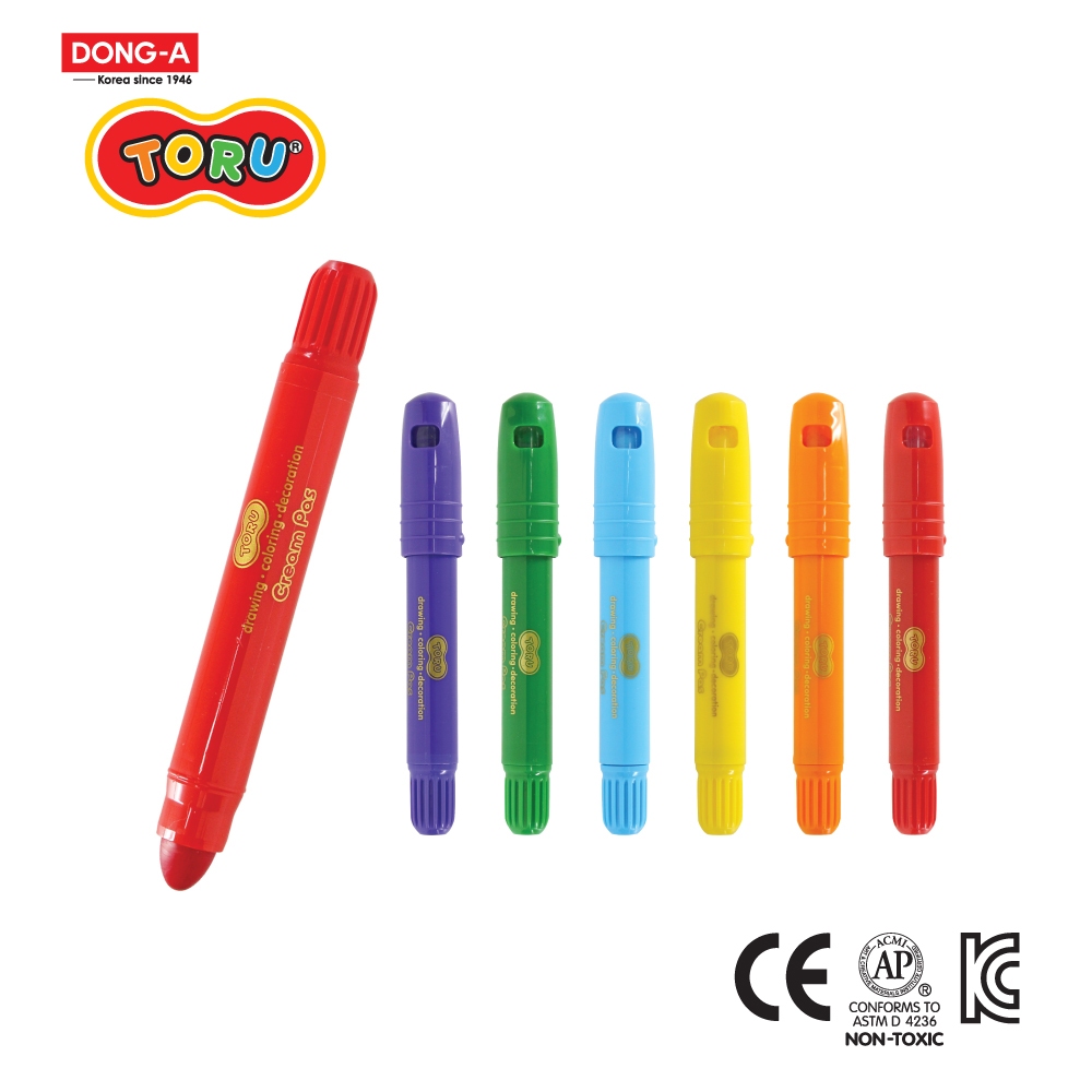 TORU(โทรุ) ปากกาครีมพาส ระบายน้ำ สีสำหรับเด็ก ปลอดสารพิษ ไม่เป็นอันตรายกับเด็ก รหัส TR-CREAMPAS — صورة 5