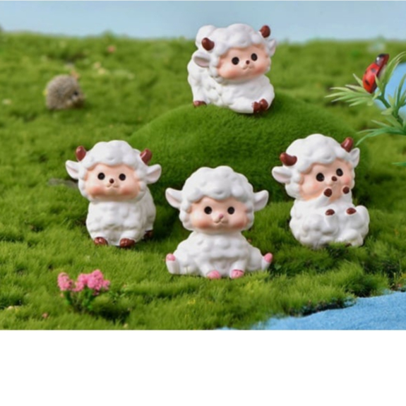 แกะขาวน่ารัก (ราคา/1ตัว) ตุ๊กตาตกแต่งบ้าน จัดสวนถาด จัดสวน ตุ๊กตาตั้งโชว์ จัดบอนไซ