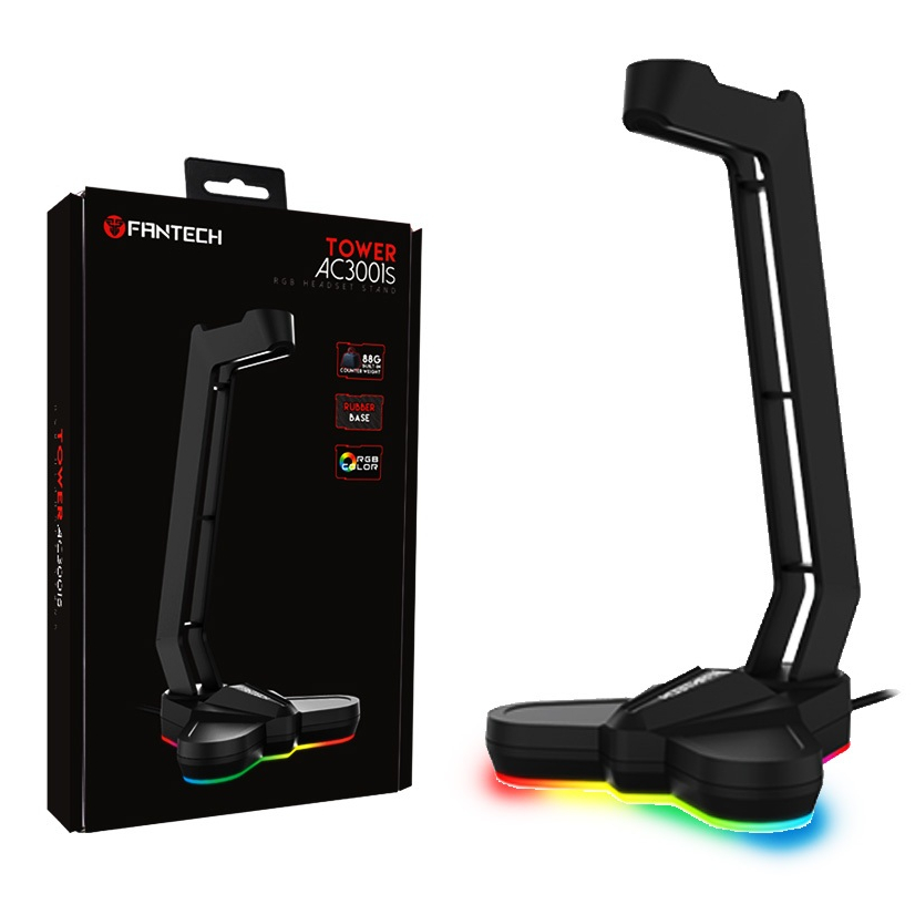 HEADSET STAND (ที่แขวนหูฟัง/ขาตั้งหูฟัง) FANTECH TOWER AC3001S RGB HEADSET STAND