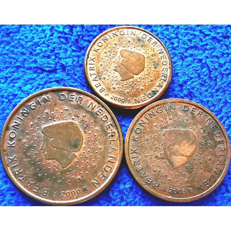 เหรียญ​ยูโร​ เนเธอแลนด์​ Netherlands​ ชุด​ ยูโร​ 1,2,5​ Euro Cent​ ใช้แล้ว​ #​280