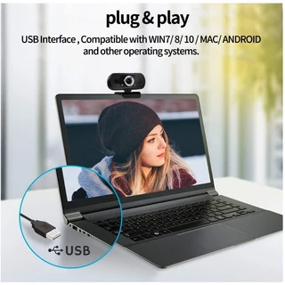 เว็บแคมเครือข่ายสีดํากล้อง USB Full HD 2K USB พร้อม 360 ° ไมโครโฟนแบบหมุนได้สําหรับแล็ปท็อปพีซี