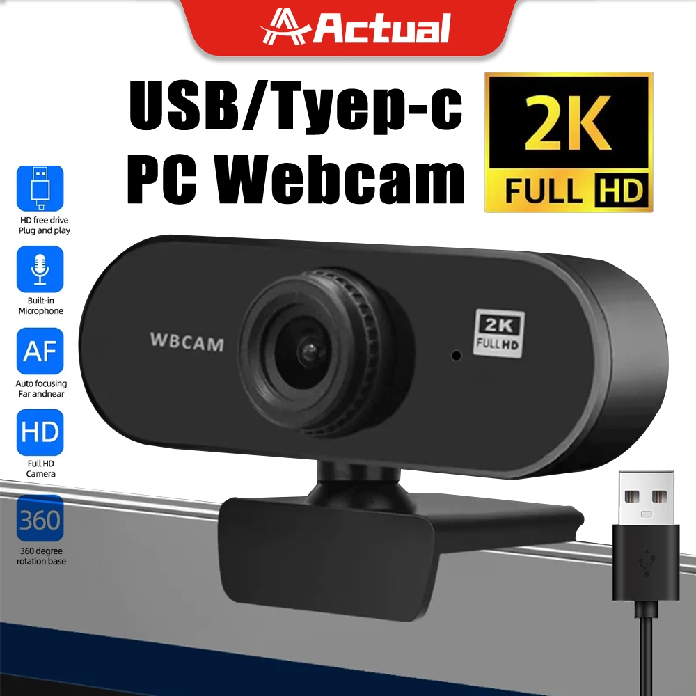 Actual  1080P เว็บแคมHD Auto Focus ในตัวกล้องเว็บสำหรับคอมพิวเตอร์พีซีแล็ปท็อปวิดีโอการประชุมคลาสเว็บแคมพ360องศาปรับ