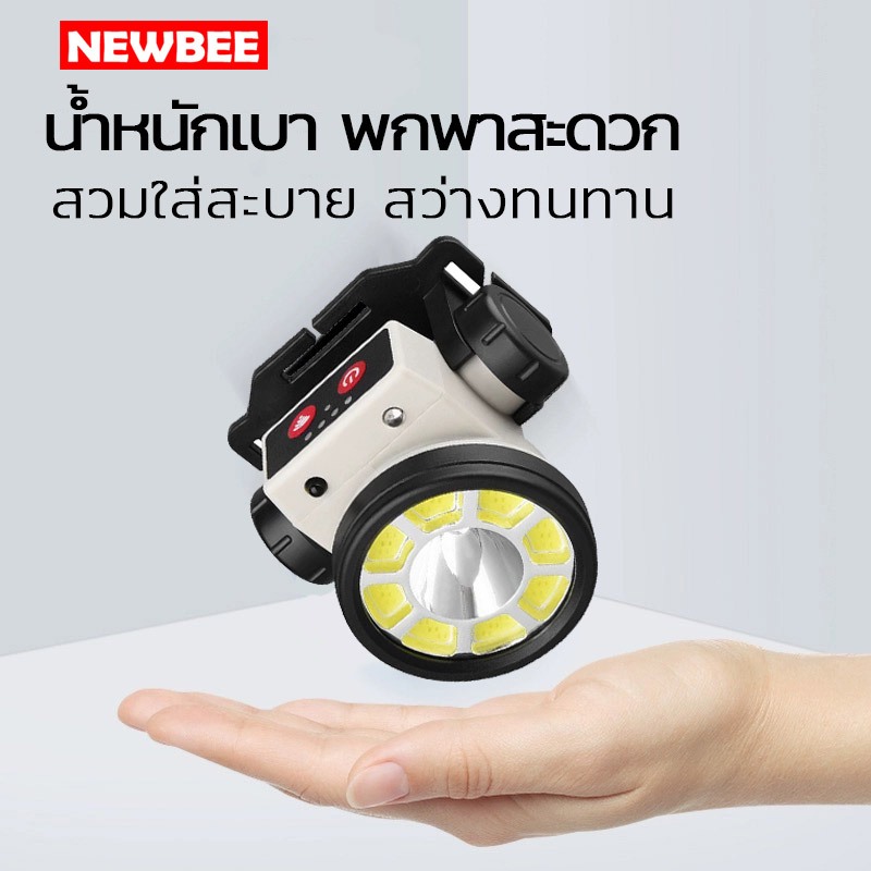 ไฟฉายคาดศีรษะ LED ชาร์จไฟ USB TYPE-C ไฟฉายคาดหัว สว่างมาก ใช้ COB+ไฟ ไฟฉายติดหน้าผาก IP44 มุมส่องสว่างกว้าง ช่วงแสงกว้าง