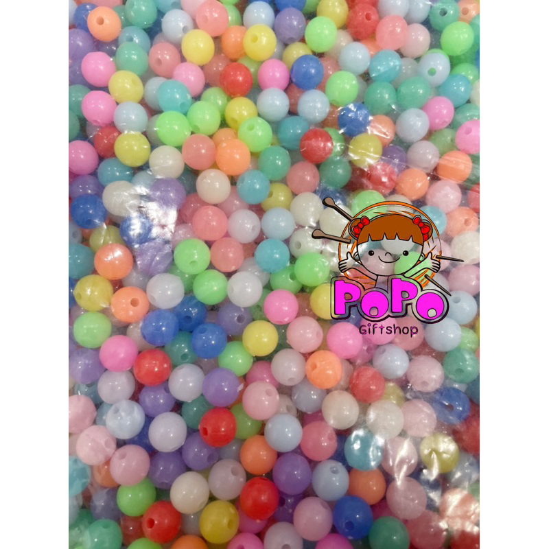 ลูกปัดกลม คละสีหวาน 6 มิล/8 มิล แพ็คละ 50 ชิ้น/100 ชิ้น