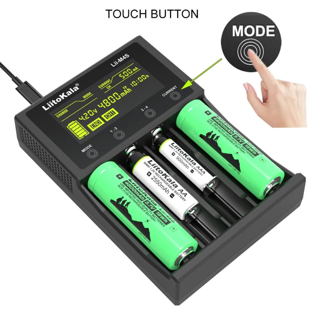 เครื่องชาร์จ Liitokala รุ่น  Lii-M4S สำหรับ Li-ion  3.7V และ NiMH/Cd 1.2V