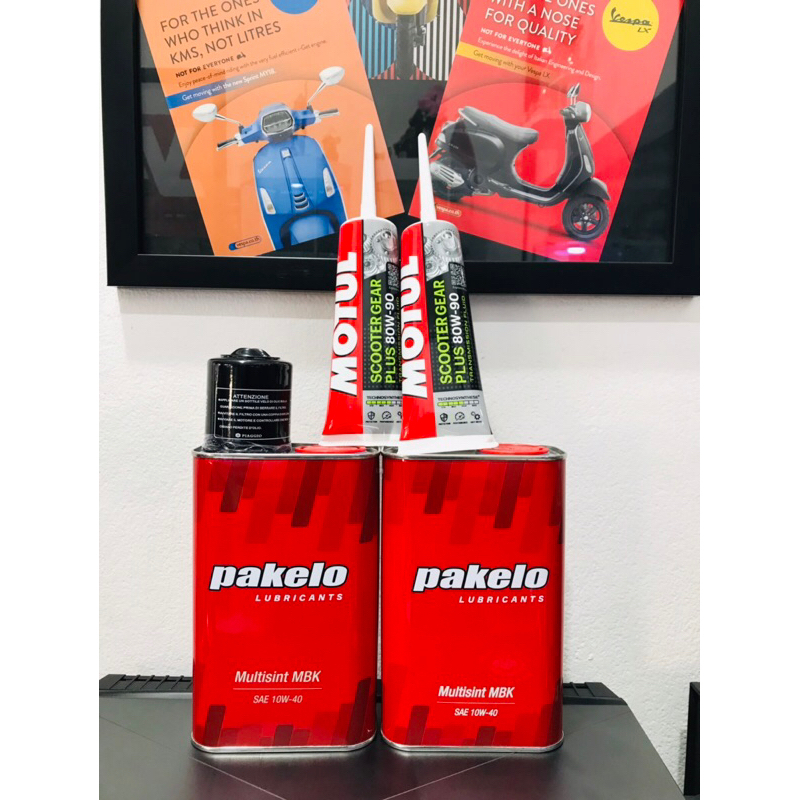 ชุดถ่ายของเหลวเวสป้า Pakelo 10W-40, Motul น้ำมันเฟืองท้าย,PIAGGIO กรองน้ำมันเครื่อง