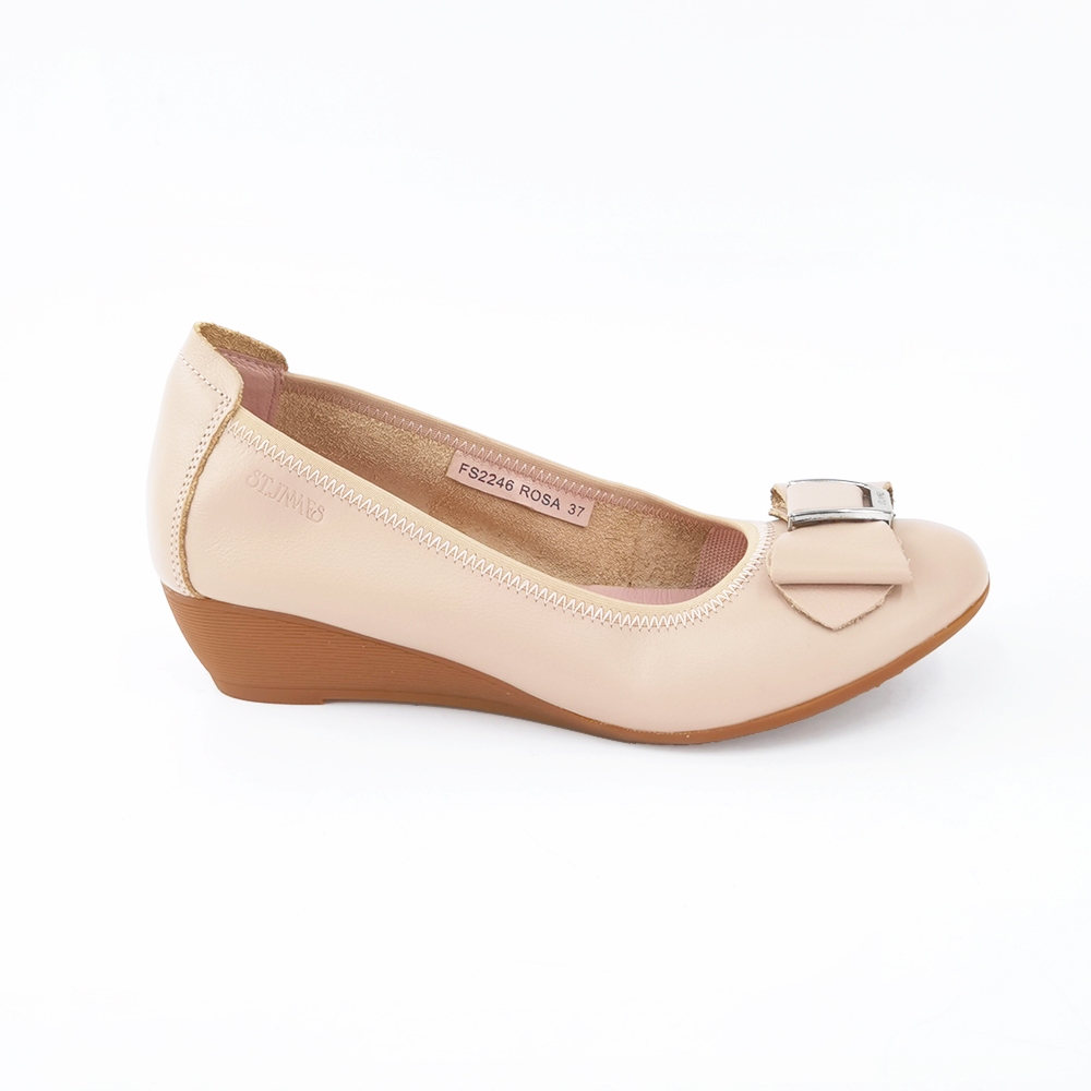 ST.JAMES รองเท้าหนังแท้/รองเท้าส้นเตารีด ส้น 3.8 CM. รุ่น ROSA สี BEIGE| รองเท้า ผู้หญิง
