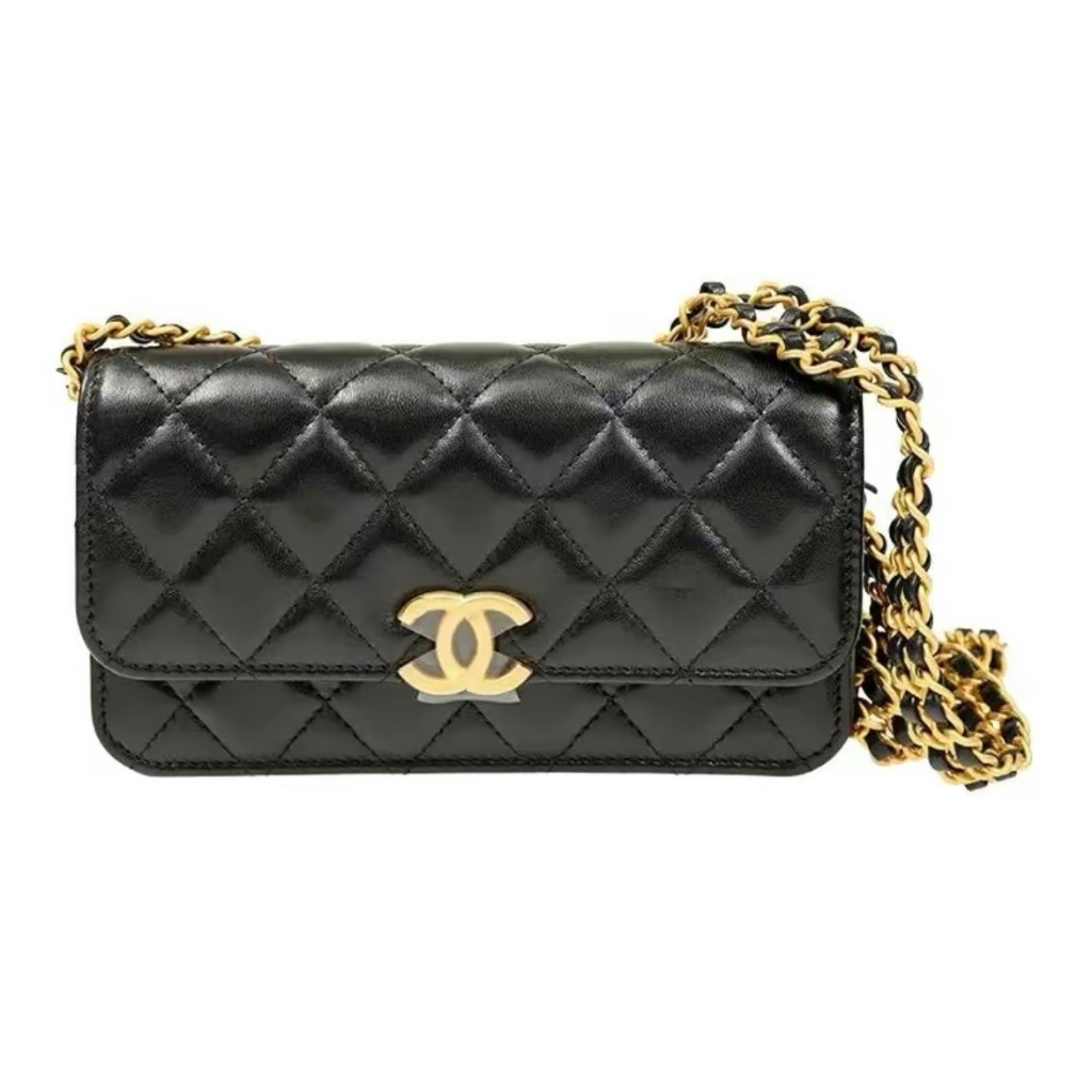 Chanel/รุ่นใหม่/กระเป๋าสะพาย/เพชร/หนังแกะ/มินิ/กระเป๋าโซ่/AP3373/แท้ 100%