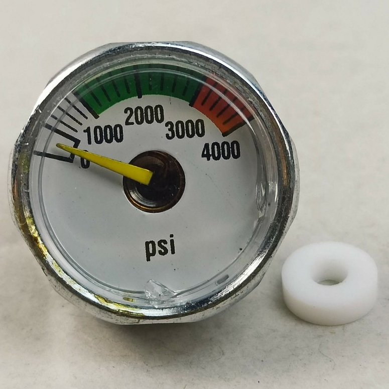 เกจ 4000 PSI หน้าขาว ขอบเงิน M10x1 และ M8x1 แถมซุปเปอร์รีน
