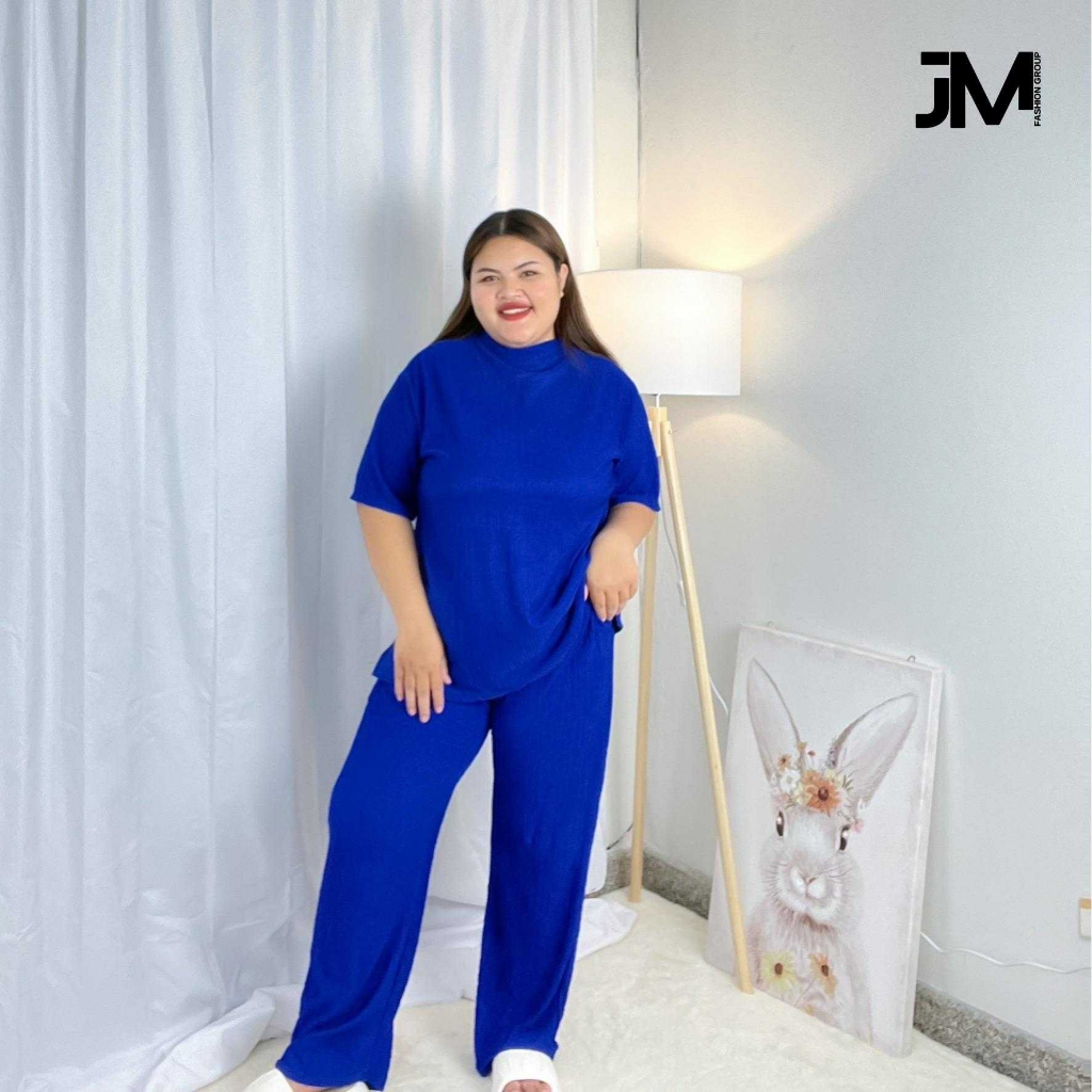 ชุดเซ้ทสาวอวบ Set 2 ชิ้น เสื้อแขนสั้น กางเกงขายาว ชุดเซ็ทอก 60 น้ำหนัก 100++ ใส่ได้