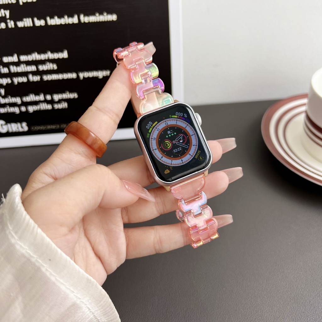 แฟชั่นนาฬิกาสำหรับ iwatch 10 9 8 7 6 SE 5 4 3 2 1 PC เรซิ่นสายนาฬิกา 49mm 46mm 41 มม. 45 มม. 44 มม. 42 มม. 38 มม.40มม.