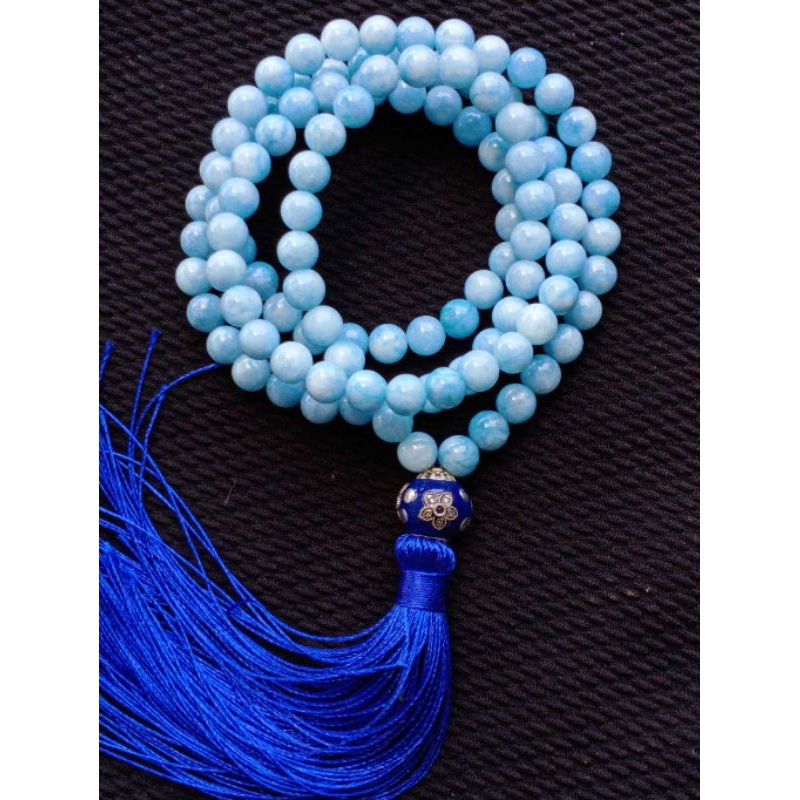 สร้อยประคำหินอความารีน108เม็ด