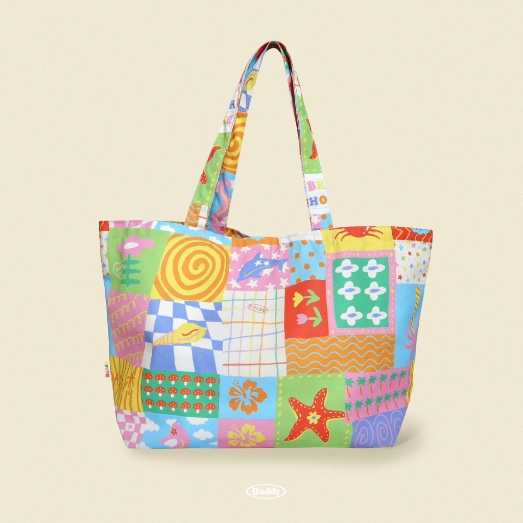 DADDY | Beach House Tote กระเป๋าผ้าแคนวาส ลาย Style Summer สุดน่ารัก