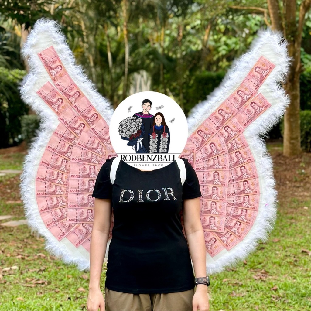 ปีกนางฟ้าใส่เงิน ใส่ธนบัตร 100 ใบ (ใหญ่)
