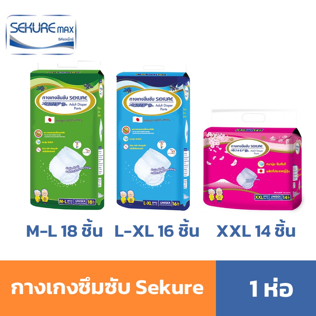 กางเกงซึมซับ ซีเคียว Sekure แพมเพิสผู้ใหญ่ ผ้าอ้อมผู้ใหญ่