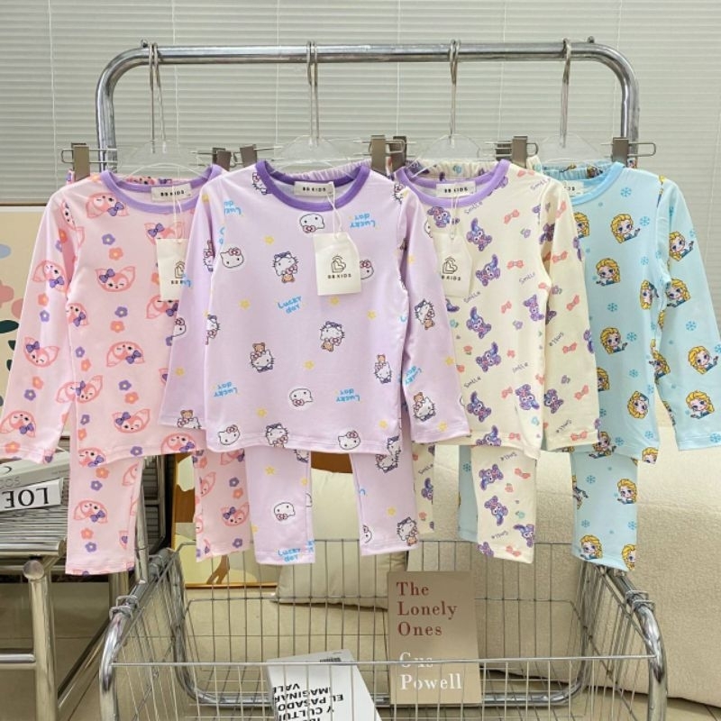 🧸 พร้อมส่ง 🧸 ชุดนอนเด็กแขนยาวขายาว งานป้าย BB KIDS