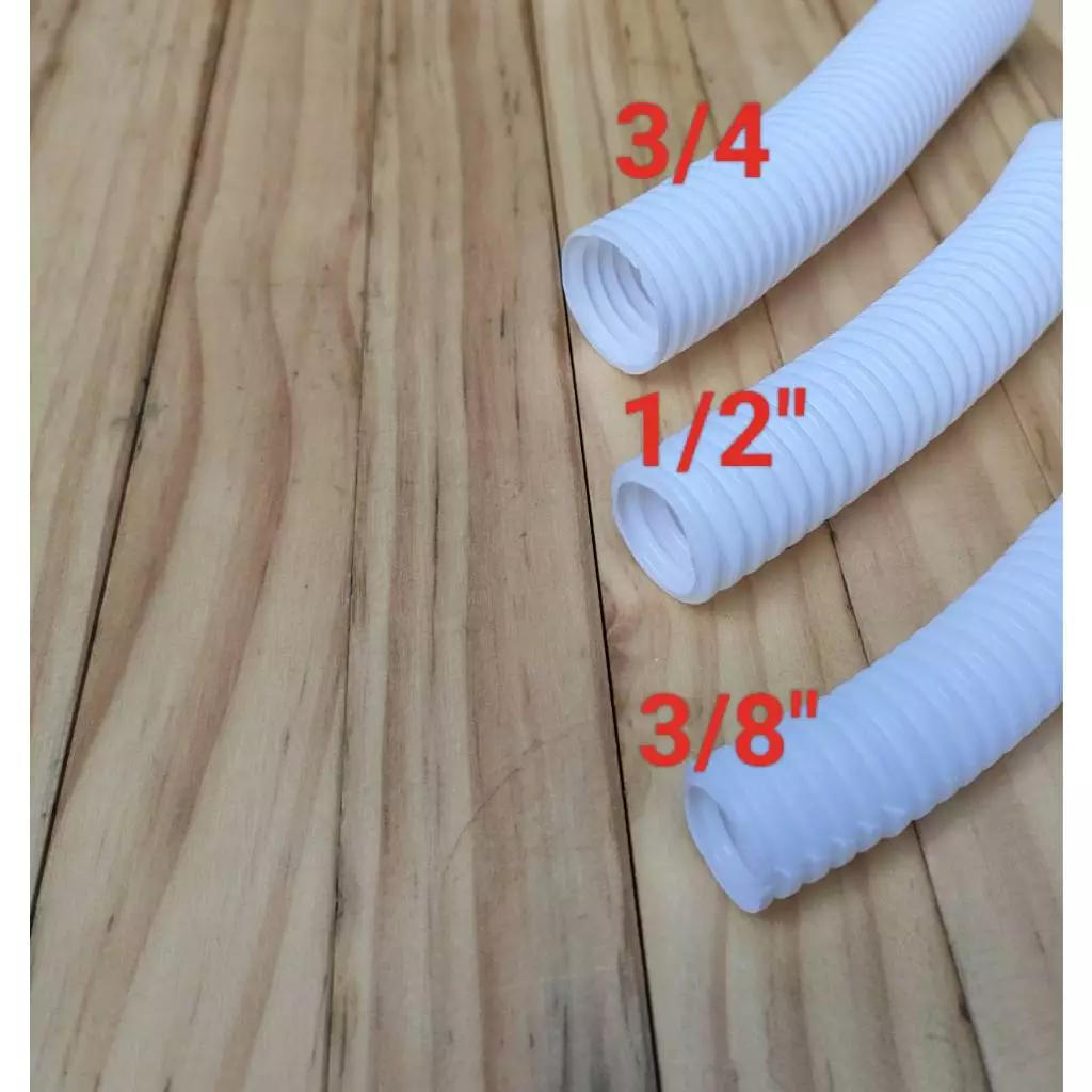 ท่ออ่อน ท่อลูกฟูก ท่อร้อยสายไฟ ขนาด 3/8", 1/2", 3/4" สีขาว สีเหลือง แบ่งขายเป็นเมตร