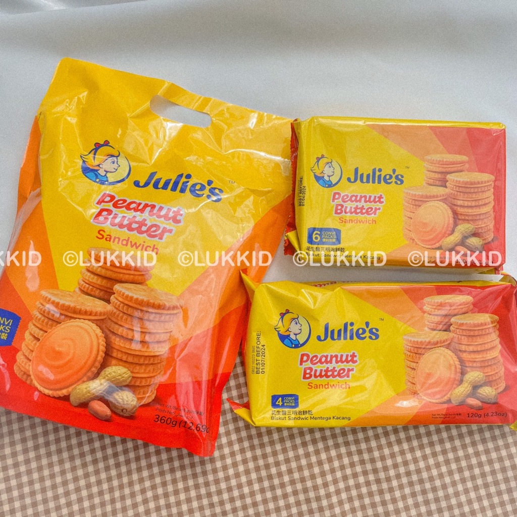 New look! Julie’s : Peanut Butter/Cheese sandwich บิสกิตเนยถั่ว/ชีส จูลีส์ โฉมใหม่! แต่รสเดิม