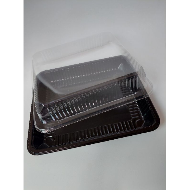 กล่องพลาสติกดำ+ฝาใส 21.5×24.2×7.1 ซม.(50ชุด)-P825