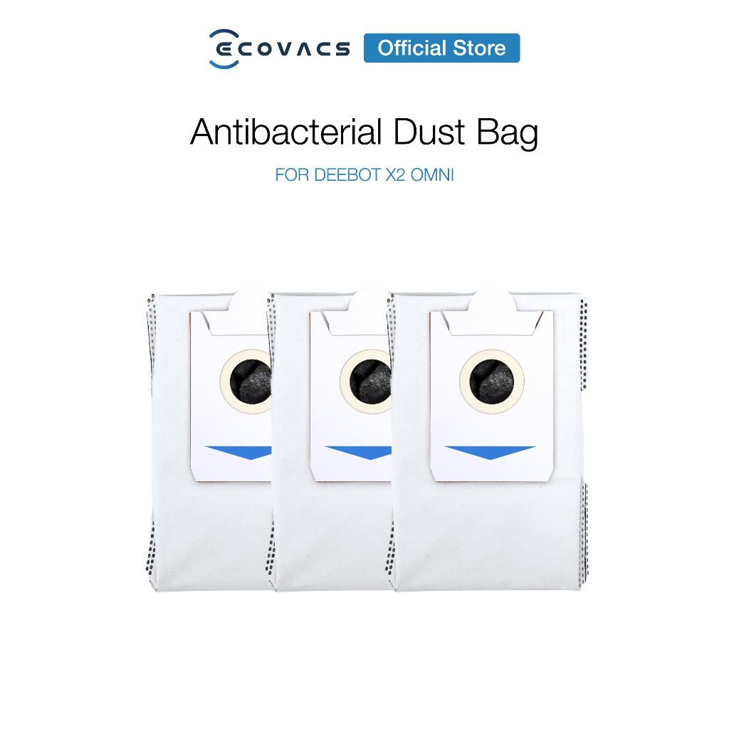 [ของแท้] ถุงเก็บฝุ่นสำหรับแท่นชาร์จของรุ่น ECOVACS X2 OMNI - Antibacterial Dust Bag จำนวน 3 ถุง