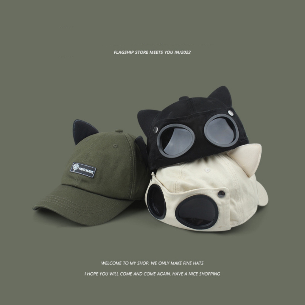 d_coutdoor หมวกแก๊ป เบสบอล มีแว่น มีหู หมวกเบสบอล แบบนิ่ม ปัก สุดชิคและคลาสสิค ขนาด 55-62ซม แฟชั่นฤดูใบไม้ร่วง