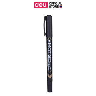 ปากกามาร์คเกอร์ Deli มาร์คเกอร์สีดำ เขียนซีดี เมจิก 2 หัว เขียนโมเดล (0.5mm-1mm) (แพ็ค 1 แท่ง) ปากกาเมจิ