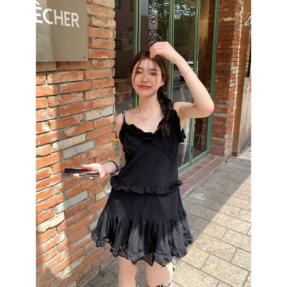 Cicishop(J930)มินิเดรสสายเดี่ยวสายปรับได้ ดีเทลเลเยอร์ผ้าบาง ให้ลุคขี้เล่นซุกซนน่าค้นหาสุดๆ - รูปที่ 2