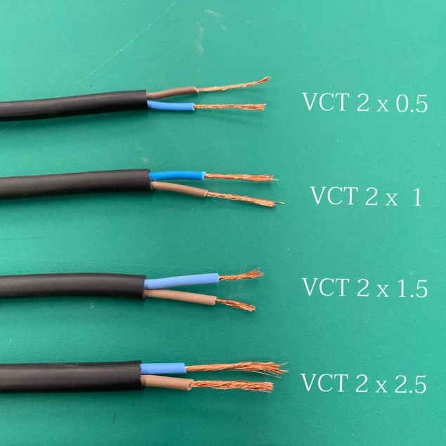 สายไฟ สายไฟอ่อน สายไฟปลั๊กพ่วง มอก.ใหม่ VCT2x0.5 2x1 2x1.5 2x2.5 sq.mm. IEC53 ราคาต่อ 1 เมตร