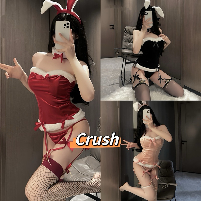 Crush💘 ชุดเกาะอก+กางเกงใน กระต่ายแซนดี้ มีที่คาดผม ดีเทลโบว์ชุดแซนตี้ แซนต้า🛒พร้อมส่งจากไทย (SD-9)