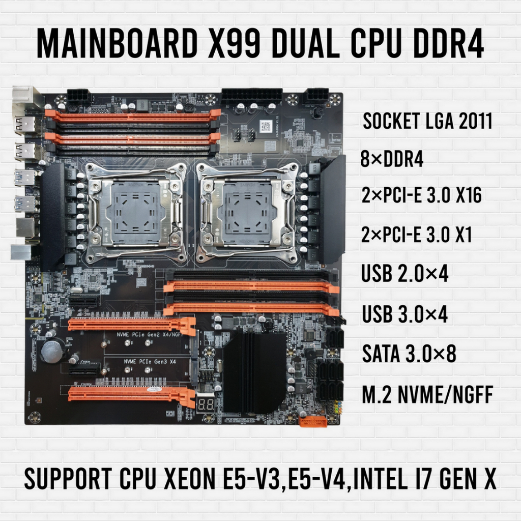 MAINBOARD (เมนบอร์ด) ATERMITER LGA 2011-3 X99 DUAL CPU DDR4 Support CPU Xeon E5 และ Intel I7 GenX WORKSTATION SERVER