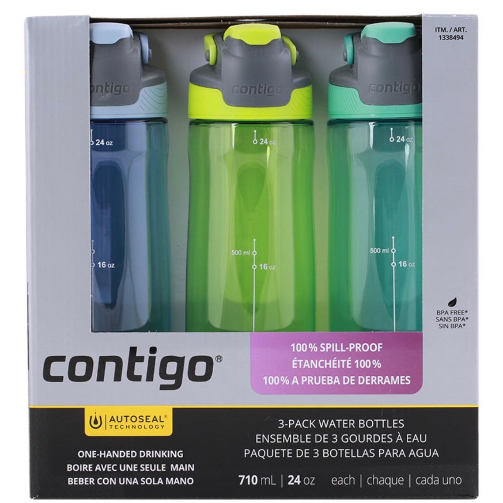 กระบอกน้ำ พกพา ปลอดสาร BPA Contigo ขนาด 710 ml แบบแพค 3 ชิ้น และ แบบกระบอกเดี่ยว